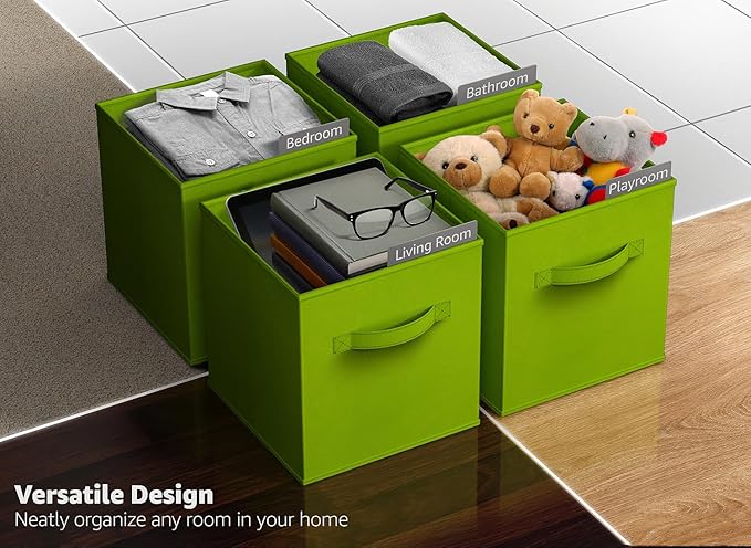 Sorbus 13 Inch Storage Bins - Sturdy Collapsible Fabric Storage Cubes with Handle - 8 Foldable Baskets for Organizing Clothes, Toys, Books - Storage Baskets for Shelves, Closets