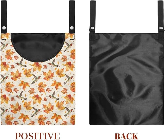 Maple Leaf Large Capacity 14.5 x 12 Inch Clothespin Bag with Hanging Hook Hummingbird Waterproof Clothes Pin Hanging Bag Clothespin Storage Organizer with Large Opening