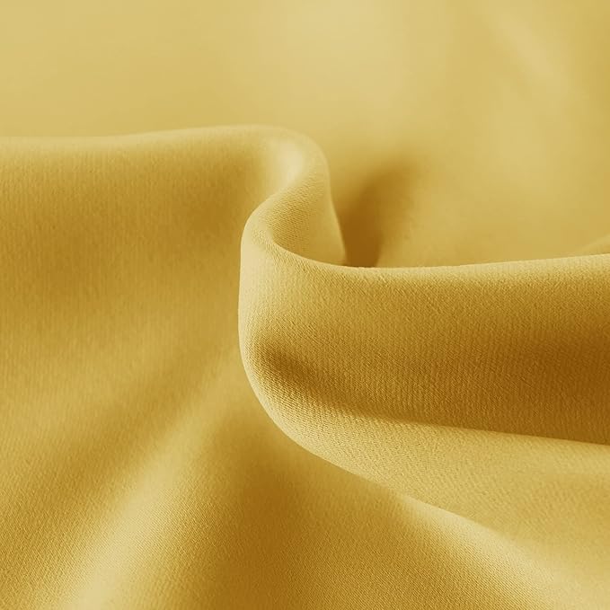 DWCN French Door Curtains – Rod Pocket Thermal Blackout Curtain for Doors with Glass Window, Kitchen and Patio Doors for Privacy, 54 X 72 Inches Long, 1 Curtain Panel with Tieback, Yellow