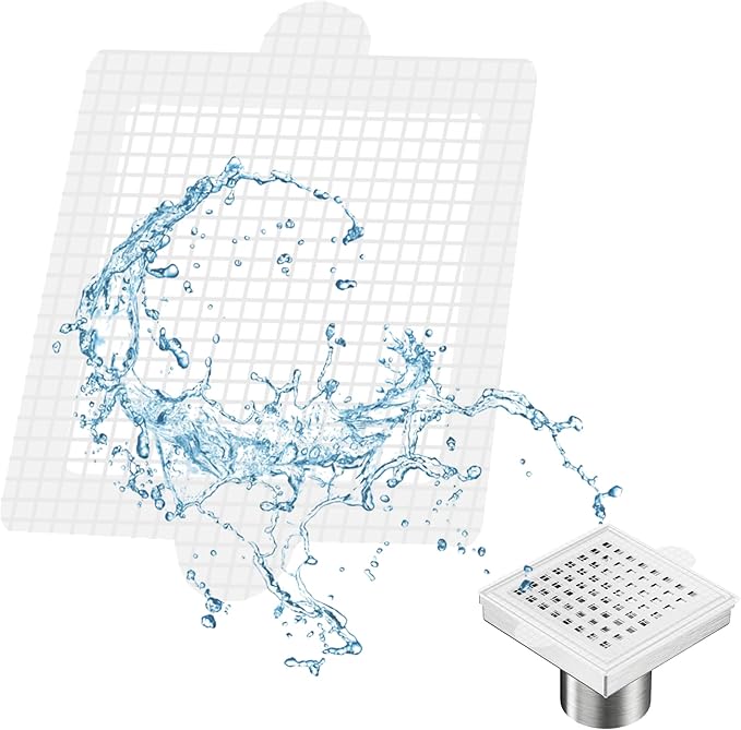 Disposable Hair Catcher Shower Drain Mesh Stickers, Hair Catchers for Shower, 25 Pack, 6.1 Inch - Square