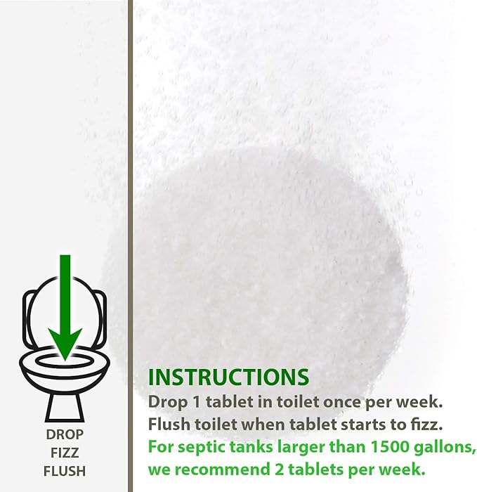 52 Weekly Septic Tank Treatment Fizz Tablets – Easy Flush Bio Toilet Tabs with Billions of Active Bacteria per Tablet – 1 Year Supply - 100% Natural & Safe for All Plumbing & Drain Lines…