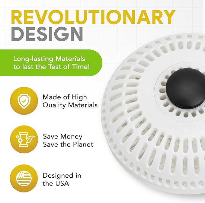ShowerShroom Stealth Shower Hair Drain Catcher - Hair Stopper for Shower Drain, Bathtub, and Bathroom Sink, Will Not Impede Water Flow, Bathtub Hair Catcher for Drain with No Installation Required