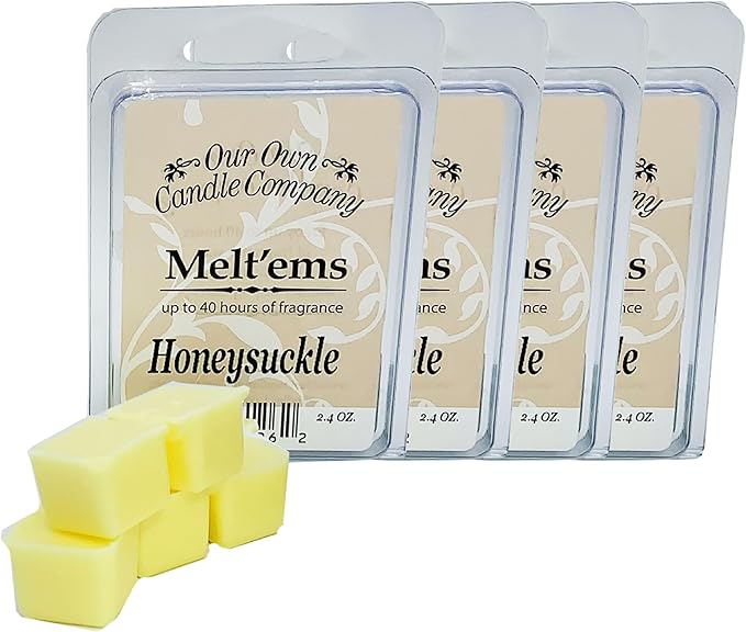 Our Own Candle Company Premium Wax Melt, Honeysuckle Scent, 6 Cubes, 2.4 oz (4 Pack)