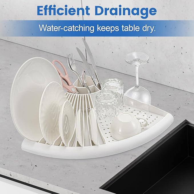 Dish Drying Rack - Plastic Corner Kitchen Dish Drying Rack,Multipurpose Sink Counter Storage Rack for Household