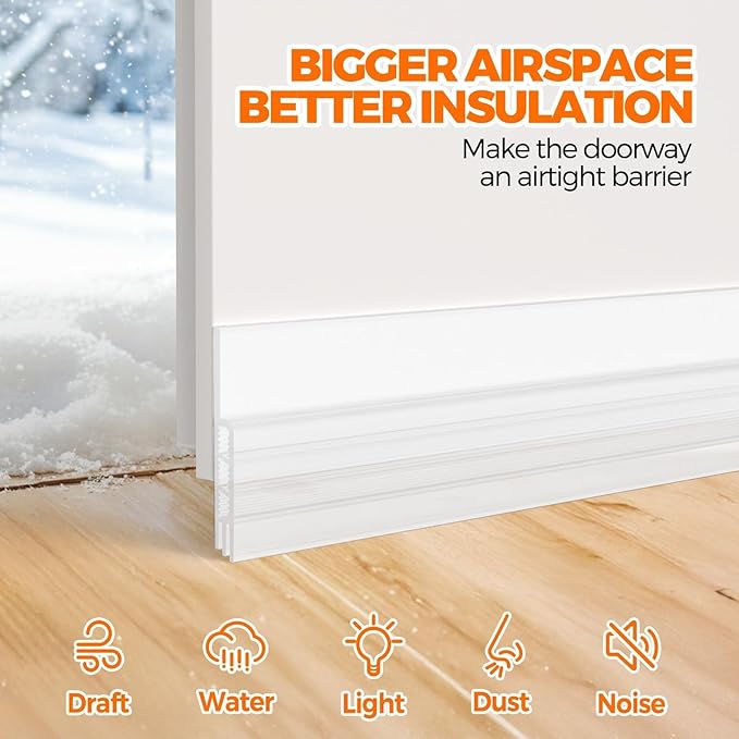 Holikme Weather Stripping 41 inch Door Draft Stopper Under Door Draft Blocker Doors Sweep Noise Stopper Strong Adhesive Transparent