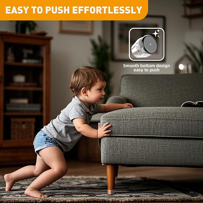 Furniture Sliders,24 PCS Chair Leg Sliders for Carpet, Furniture Movers Sliders, Carpet Chairs Furniture Glides, Floor Protectors, Carpet Moving Sliders Easily Move. (Clear, Fit:0.9-1.15")