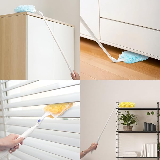 KeFanta Heavy Duty Duster Handles Replacement Compatible with Swiffer Duster Refills, Extendable Handle, Adjustable Length (1Pcs)