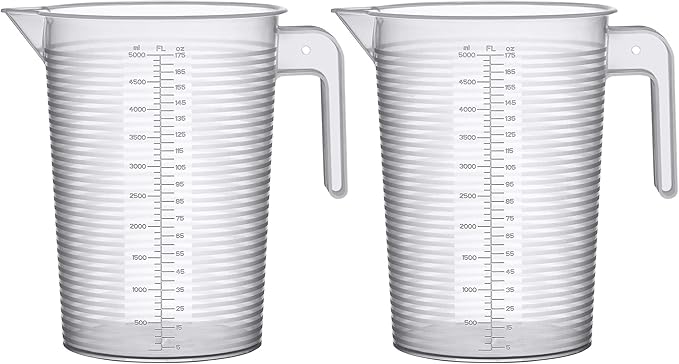 Amazing Abby - Michelle - 128-Ounce (1-Gallon, 4-Quart) Unbreakable Plastic Measuring Pitcher (2-Pack), Measuring Jug with Conversion Chart, Food-Grade, Dishwasher-Safe, Great for Kitchen, Lawn, Pool