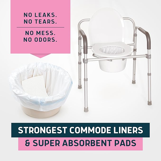 Lunderg 150 Count Value Pack - Rose Scented Disposable Commode Liners and Absorbent Pads for Adult Chairs and Portable Toilets