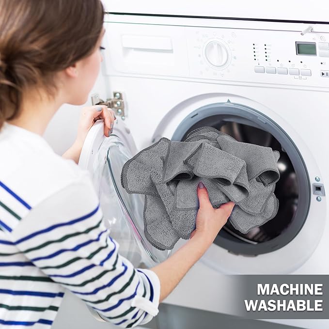Tanlade Microfiber Cleaning Cloth 6"x6" Cleaning Rags Reasonable Kitchen Towels Microfiber Towels Cars Wash Dry Erase Cloth (Gray,30 Pcs)
