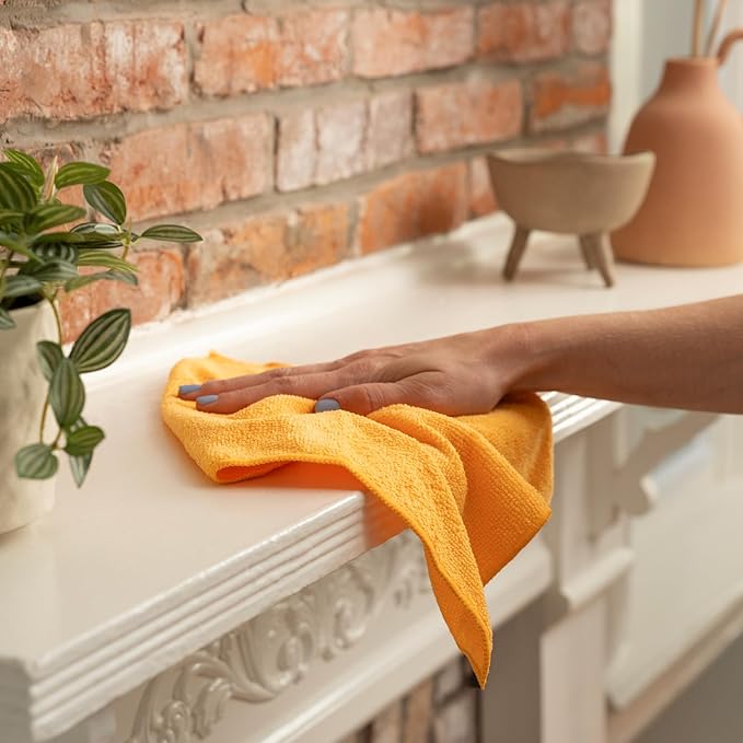 S&T INC. 25 Pack Microfiber Cleaning Cloth, Bulk Towels for Home, Reusable Microfiber Towels for Cars, Cleaning Rags, Assorted, 11.5 Inches x 11.5 Inches, 25 Count