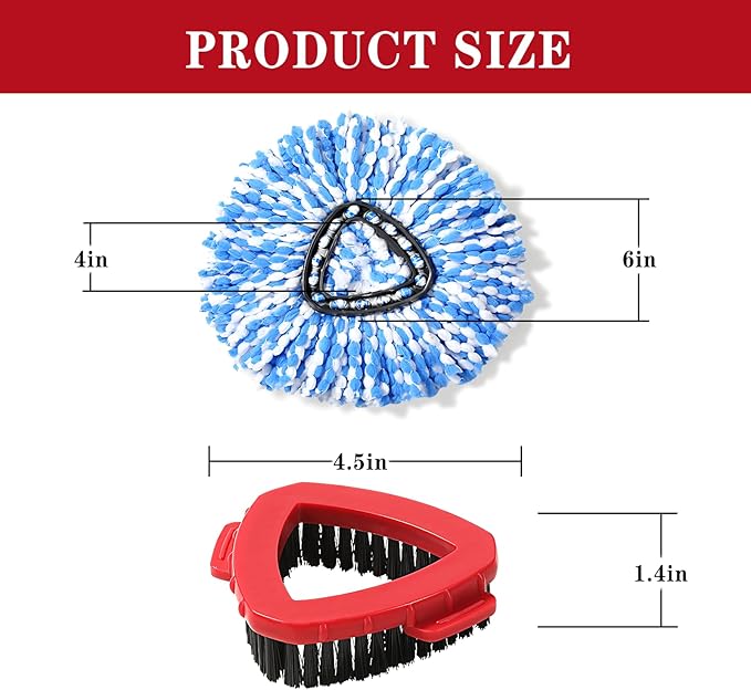 2 Pack Spin mop Replacement Head, Spin mop Scrub Brush,Microfiber Mop Refills, Easy to Replace,for Bathroom,Kitchen,Tub and Tile,Easy Cleaning,Suitable for Ocedar RinseClean 2-Tank System Spin Mop (B)