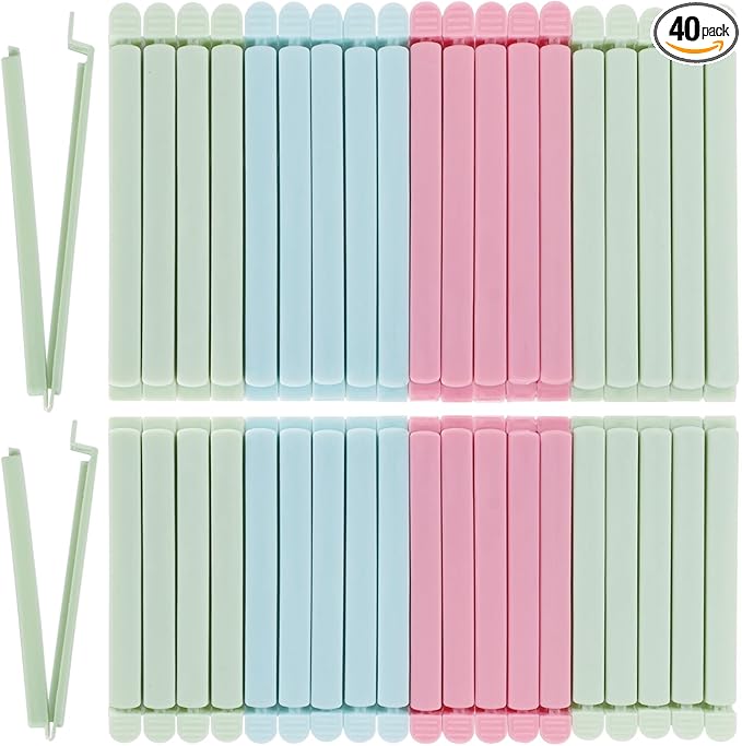 40 PCS Sealing Clip Bag Plastic Bag Chip Clips Large Size Food Bag Clips for Food Storage Kitchen and Home (5.9in x20, 4.72in x20)