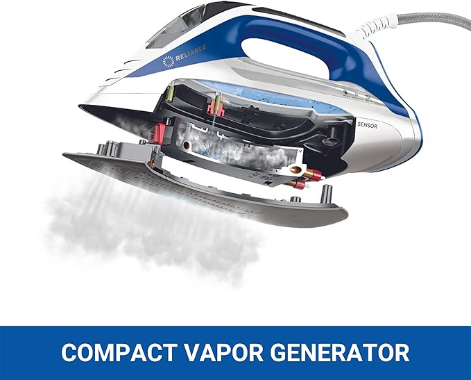Reliable Velocity 240IR 1800W Steam Iron - Compact Vapor Generator Home Iron for Clothes, Sewing, Quilting and Crafting, Anodized Aluminum Soleplate, Continuous Steam Ironing