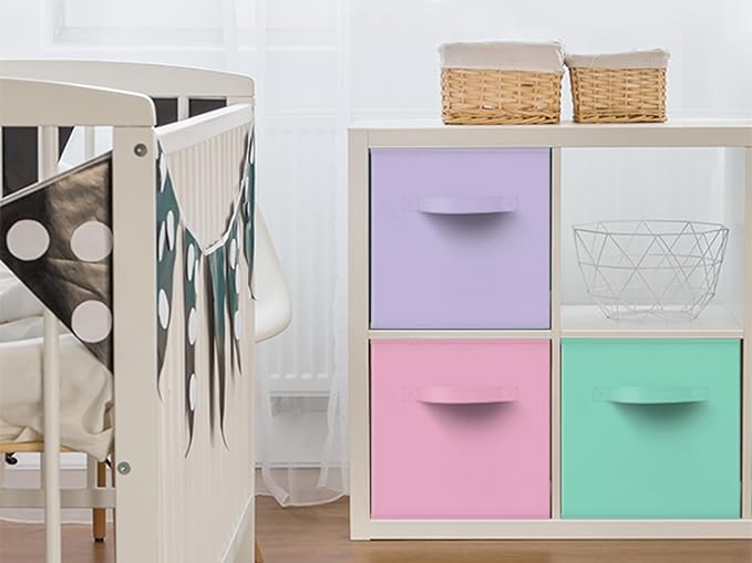 Sorbus Fabric Storage Cubes - 6 Foldable Storage Bins for Organizing Pantry, Cubbies, Toy Box - Clothes Storage & Closet Organizer - 13 Inch Collapsible Cube Baskets for Shelves with Handle