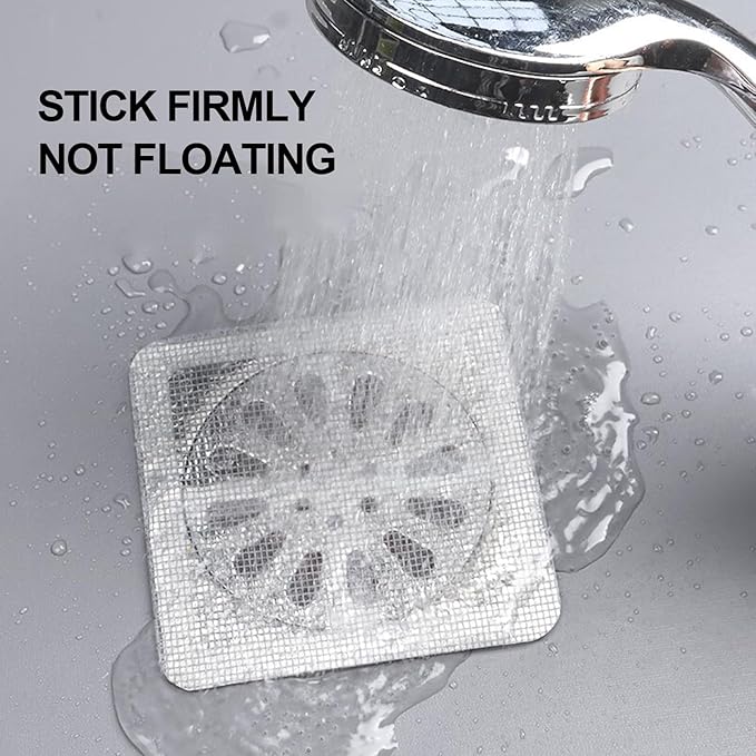 60PCS Disposable Shower Drain Cover Hair Catcher Shower Drain Mesh Stickers,4 X 4 Inch Disposable Floor Drain Sticker,Suitable for Bathroom, Bathtub, Kitchen Sewer Outlets.