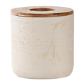 Natural Travertine Textures Beige Mini Trash Can with Bamboo Lid,Small Countertop Trash Can for Bathroom, Kitchen, Vanity, Desk Trash Can,Table Top Mini Garbage Can for Dining Room, Tiny Waste Basket