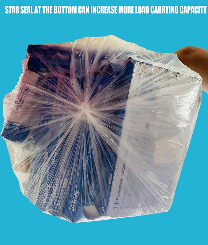 55-60 Gallon Trash Bags, 150 Count Bulk, Heavy Duty Clear Plastic Recycling Garbage Bags, Multi-purpose Can Liners for Business Home Commercial, Industrial Contractors, Storage, Outdoor