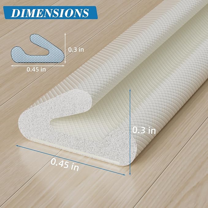 V-Shaped Weather Stripping Door Seal, 52.5FT Draft Stopper for Doors/Windows, Gaps, Dustproof, Soundproof & Thermal Insulating, Noise-Reducing, Light-Blocking Door Gap Filler