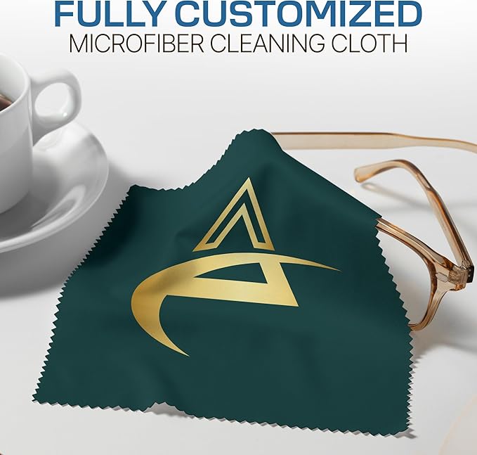Ships Next Day, Made in USA - Customizable Microfiber Cleaning Cloth - Perfect Eyeglass Cleaner Promotional Gift - Premium Microfiber Lens Wipes - Logo or Image Printed (100 Pack) Single Sided