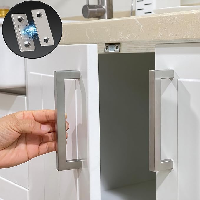 Cabinet Magnetic Catch, 6 Pack Ultra Thin Magnetic Cabinet Door Catch, Adhesive Cabinet Magnets for Kitchen Drawer Cabinet Door Closet, Concealed Strong Magnetic Cabinet Latch