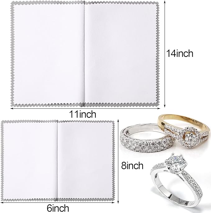 8 Pieces Large Jewelry Polishing Cloth Set Cleaning Cloths Silver Polishing Cleaning for Gold Silver Platinum Jewelry Coins Watches Silverware, 11 x 14 Inch and 6 x 8 Inch (Grey)