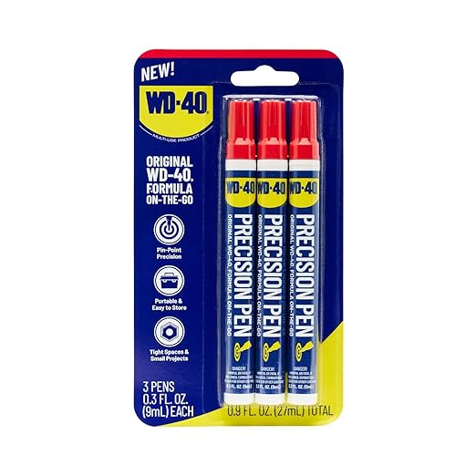 WD-40 Original Formula- Precision Pen On-The-Go, Lubrication with Pin-Point Precision, Controlled Flow. Portable, Easy to Hold, Easy to Store, Ideal for Small and Tights Spaces, 0.3 fl oz [3-Pack]