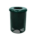 COATEDOUTDOORFURNITURE RFT-P-DGRN Heavy Duty Round Trash Receptacle with Flat Top, Liner Included, 32 Gallon, Dark Green, Made in America