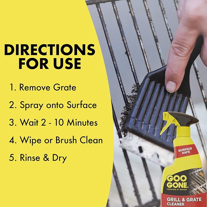 Goo Gone Grill and Grate Cleaner Spray (2 Pack) Cleans and Degreases BBQ Cooking Grates and Racks, Pellet and Electric Smokers- 24 Ounce