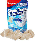 Vacplus Septic Tank Treatment 12 Pcs for 1-Year Supply, Dissolvable Packs with Easy Operation, Durable Biodegradable Enzymes for Wastes, Greases & Odors, Brown, 3x Efficiency