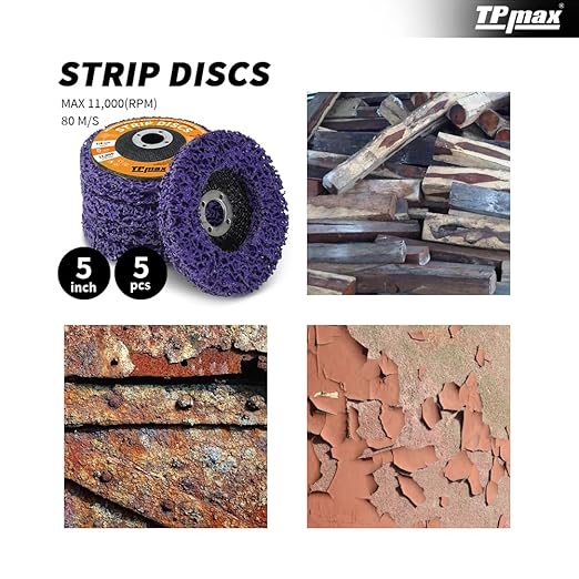 5" x7/8'' Stripping Discs Rust Remover Wheel Remove Paint and Oxidation Poly Strip Wheel Disc Abrasive Angle Grinding Wheel - 5 Pack(Purple)