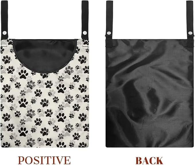 Dog Paw Print Clothespin Bag with Hanging Hook Summer Laundry Clothes Pin Holder Waterproof Clothes Pin Hanging Bag Clothespin Storage Organizer with Large Opening