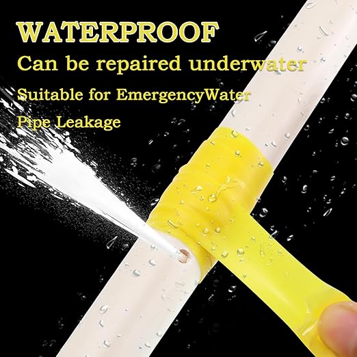 Self Fusing Silicone Tape 1 in x 5' Yellow Waterproof Rubber Leak Proof Sealing Rubber Self-amalgamating Tape for Emergency Hot and Cold Water Pipe Repairs and Tool Fixation