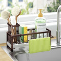HapiRm Sponge Holder for Kitchen Sink - Self-draining Sink Caddy with Brush and Dishcloth Holders, Stainless Steel Kitchen Organizer for Countertop - Bronze