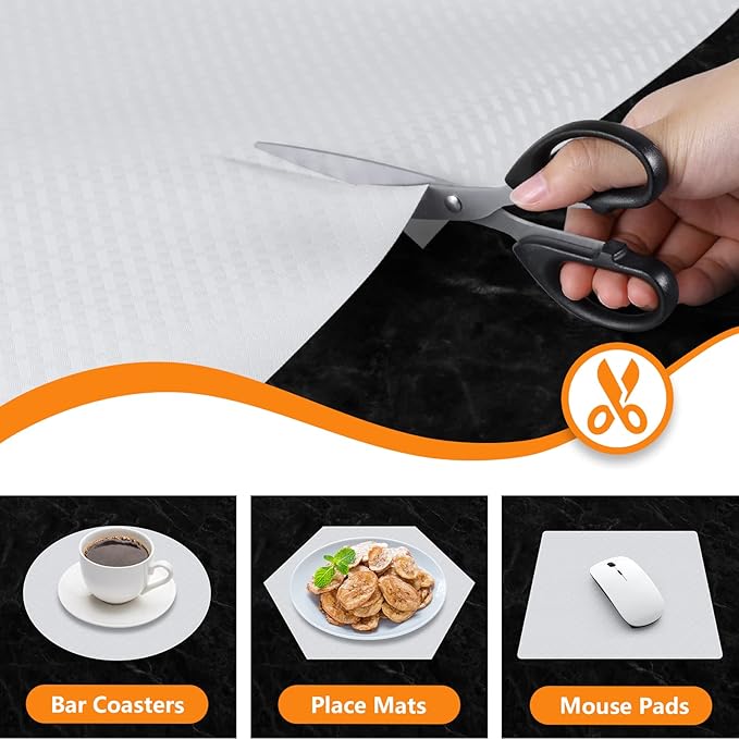 Shelf Liners for Kitchen Cabinets Refrigerator Liners Waterproof & Oil-Proof Kitchen Cupboard Liner Non-Slip Drawer Mats EVA Material Non Adhesive Fridge Liner for Shelves-White 23.6 x 236.2 Inches