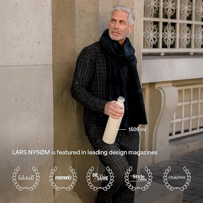LARS NYSØM Stainless Steel Insulated XL Water Bottle 12oz 17oz 25oz 34oz 51oz | Insulated Thermo Flask for Hot and Cold Beverages | Leakproof Drinking Bottle (Taupe Brown, 50.7 oz)