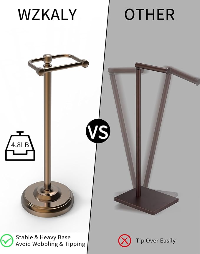 Toilet Paper Holder Stand, Bronze Toilet Paper Holder Free Standing, Post Pivoting Design & Stable Weighted Base SUS304 Stainless Steel for Bathroom (Mega Roll)