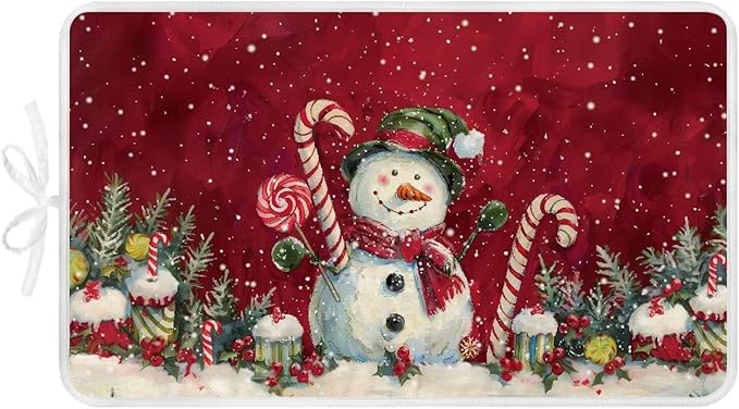 Ironing Mat Christmas Portable Iron Pad Magnetic Cover and Padding for Top of Washer, Dryer, Tabletop, Countertop,Travel Small Size Snowman Ironing Pads 32 x 16 Inch