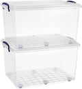 Superio Storage Bins with Lids, Clear Plastic Containers for Organizing, Stackable Totes, BPA Free, Odor Free, Organizer Boxes for Home, and Dorm (2 Pack, 44 Quart)