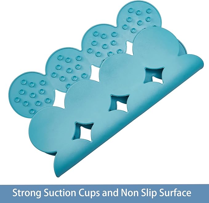 Square Shower Mat Nonslip - Rubber Bathtub Mat with Suction Cups for Inside Shower Bathroom Floor (Blue, 21X21“)