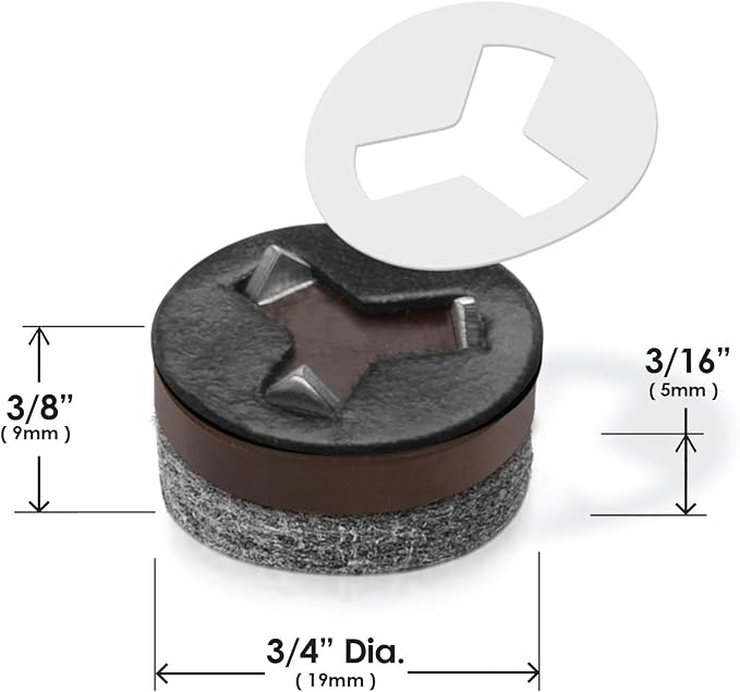 Slipstick GorillaFelt 3/4 Inch Chair Leg Floor Protectors/Felt Glides (Set of 16) Tap On Felt Furniture Pads Guaranteed to Stay On, Round Sliders, CB240-16