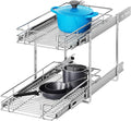2 Tier Individual Pull Out Cabinet Organizer 11½" W x 21½" D, Heavy Duty Cabinet Pull Out Shelves, Slide Out Drawers Organization for Kitchen Cabinets Bathroom