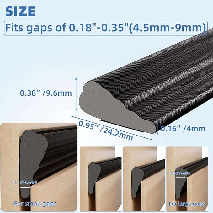 Wedge-Shape Window Weather Stripping Door Frame Seal Strip 118” White,Upgrade Black Foam,Soundproofing,Draft Stopper,Winter Insulation,Noise Blocker, Gap Filler for Exterior Front Door Side