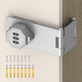90 Degree 3-Digit Combination Cabinet Lock, Zinc Alloy Keyless Folding Hasp Lock Latch, Password Security Rotary Door Latch for Office File Cabinet, Drawer, Locker, Cupboard (1, Silver)