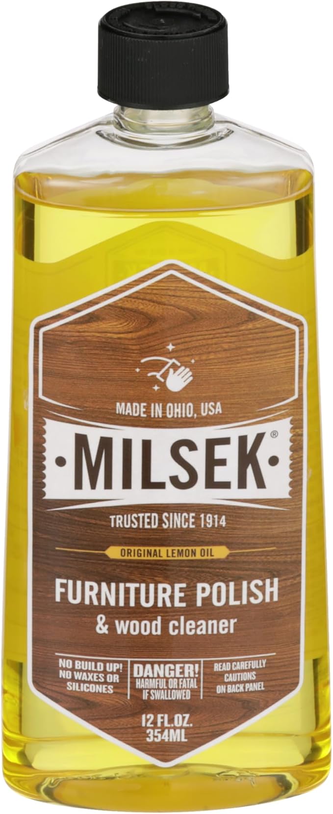 Milsek Furniture Polish and Wood Cleaner with Lemon Oil - Multipurpose Solution for Home Improvement from Hardwood Floors to Kitchen Cabinets - 12 Fl Oz (Pack of 6)