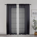 Chyhomenyc Black Sheer Curtain 72 Inches Length 2 Panels, Voile Top Dual Rod Pockets Light Filtering Airy Window Treatment Drapes for Living Room/Bedroom, Each 42Wx72L