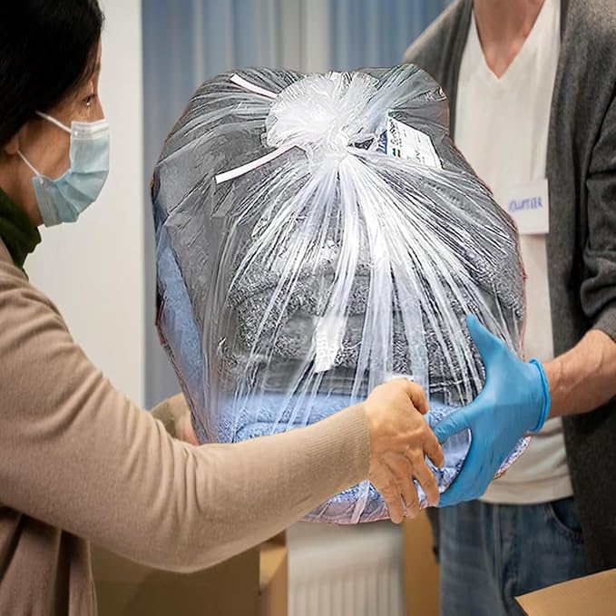 33 Gallon Trash Bags, 250 Count Bulk, Heavy Duty Clear Plastic Recycling Garbage Bags, Multi-purpose Can Liners for Business Home Commercial, Industrial Contractors, Storage & Outdoor