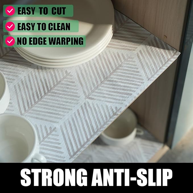 Shelf Liners for Kitchen Cabinets, Non Adhesive and Strong Non-Slip Shelf Cabinet Drawer Liners for Kitchen Wire Fridge, Waterproof Shelf Drawer Liner,Easy to Clean,12IN x 20FT