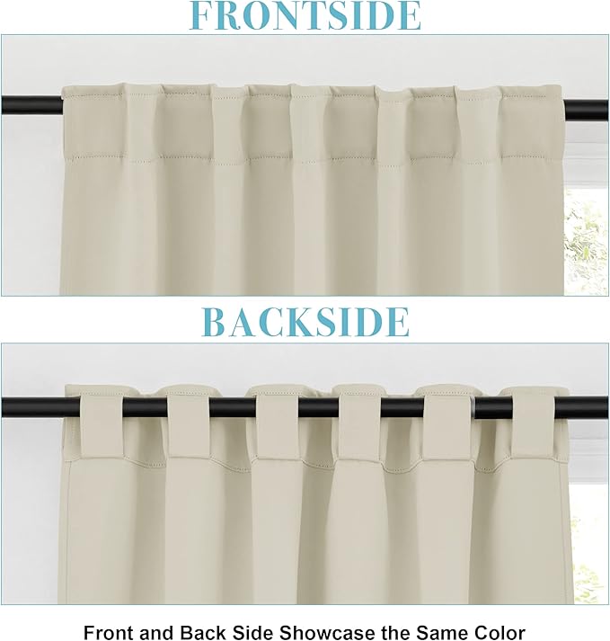 RYB HOME Blackout Curtains & Drapes - Light Block Thermal Insulated Privacy Window Covering for Bedroom Living Room Office, W 42 x L 54 inch, Beige, 2 Panels