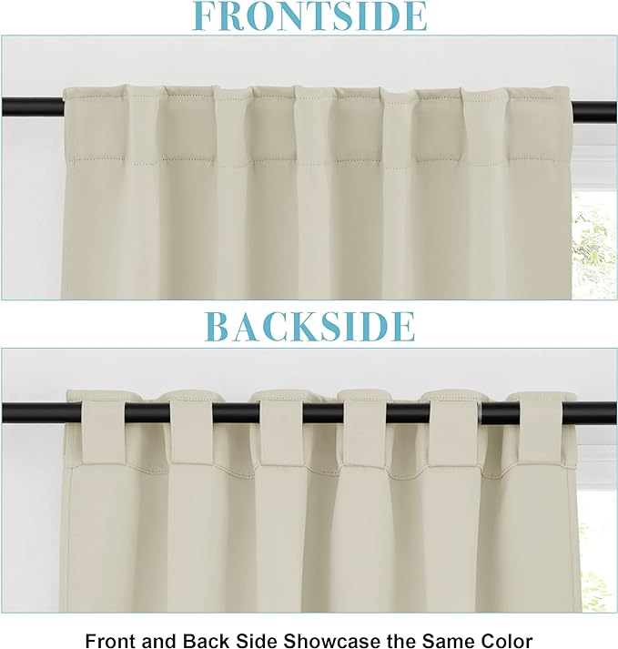 RYB HOME Blackout Curtains for Living Room, Back Tab & Rod Pocket Top Insulating Window Decor for Bedroom Dining Classroom Home Office, W 62 x L 72, Beige, 2 Panels